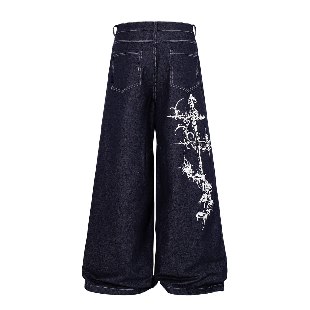Omirad Gothic Script Wide-Leg Jeans