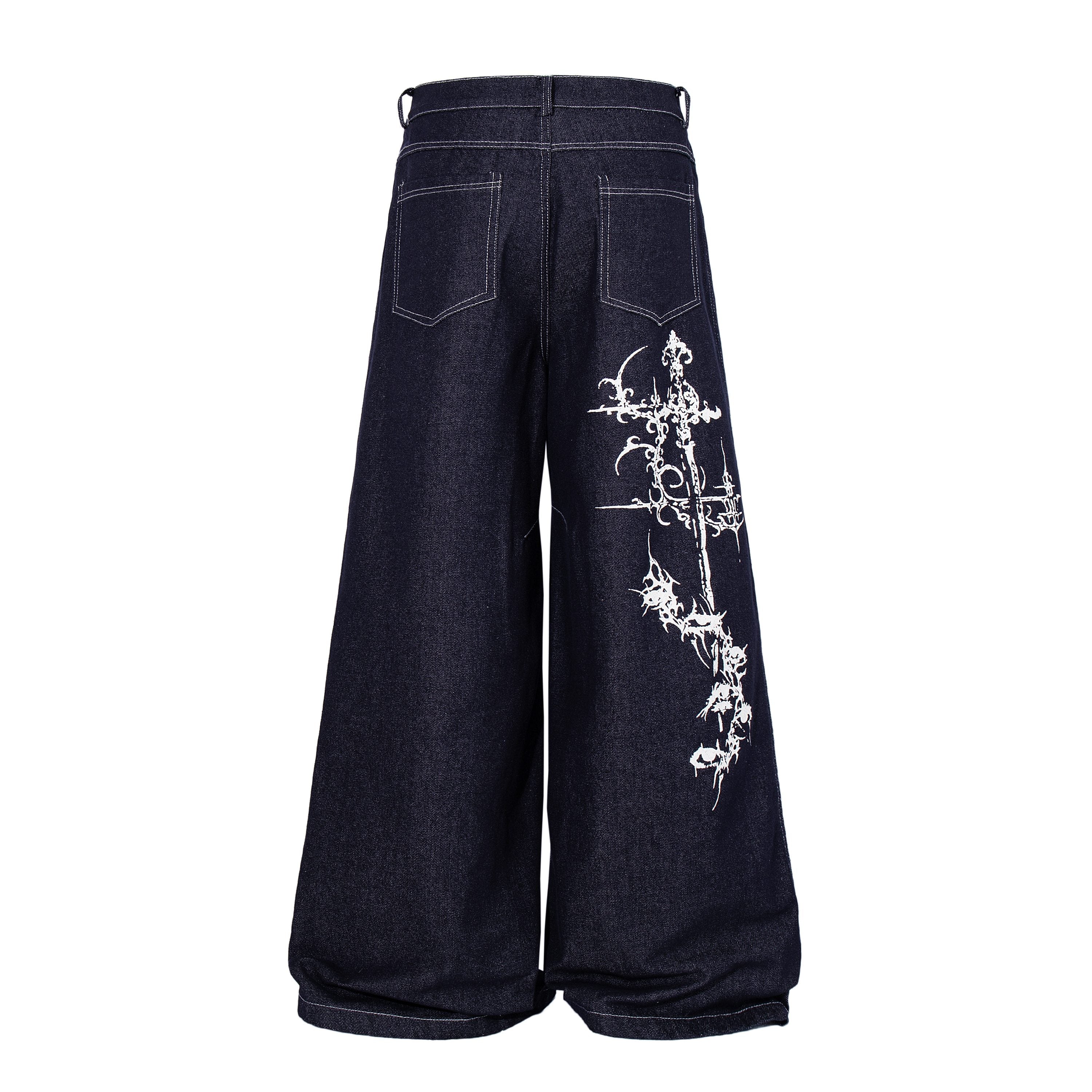 Omirad Gothic Script Wide-Leg Jeans
