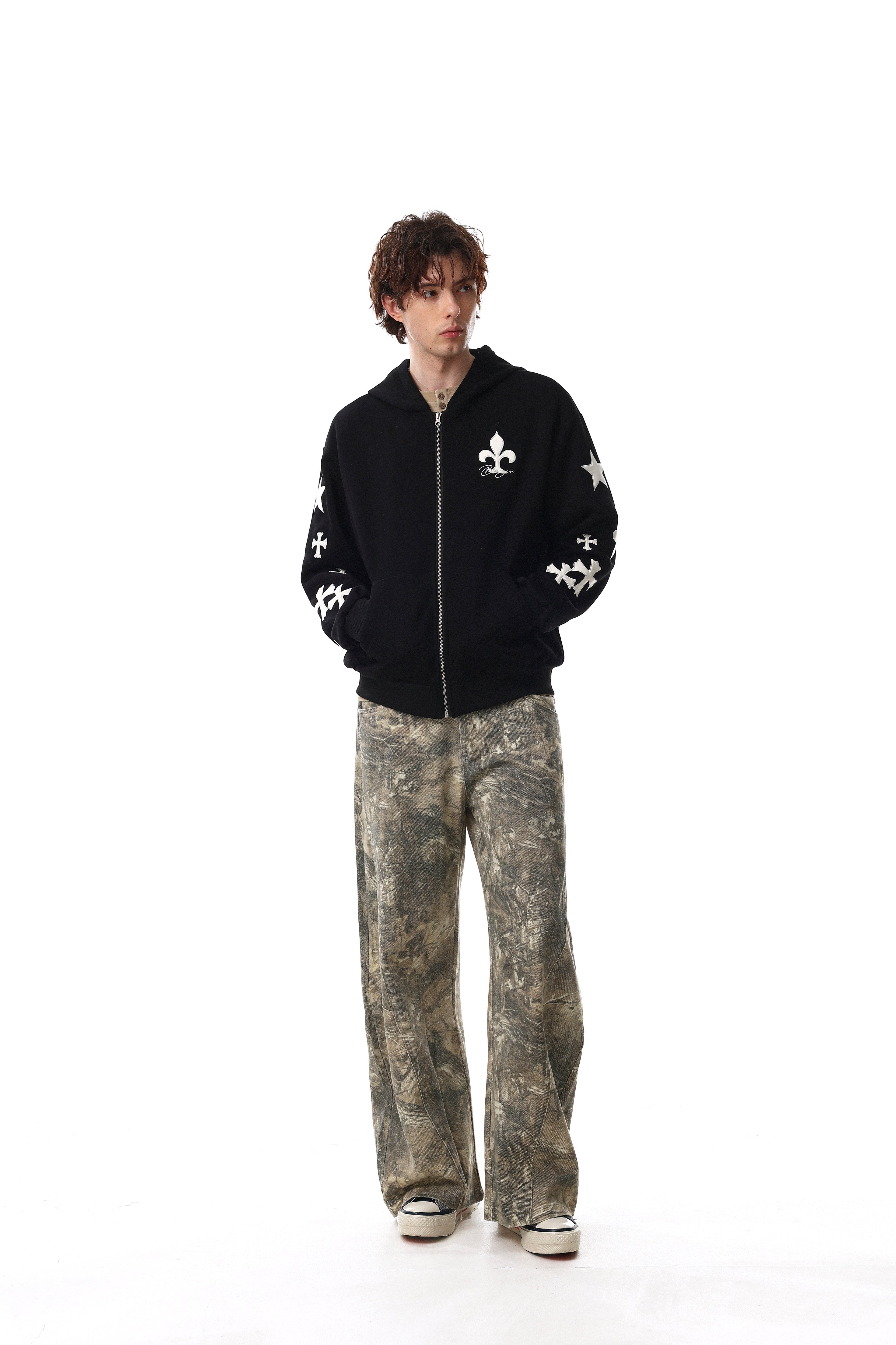 Omirad Cross Emblem Zip Hoodie