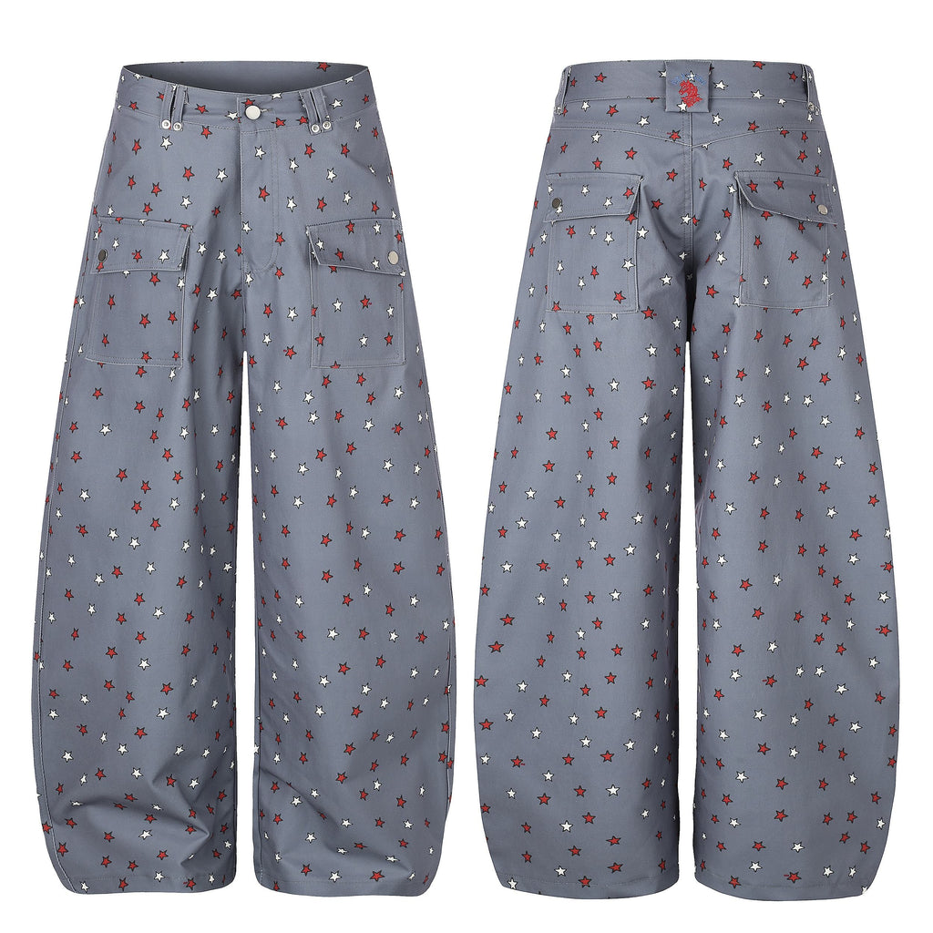 Omirad Star Print Wide-Leg Balloon Jeans