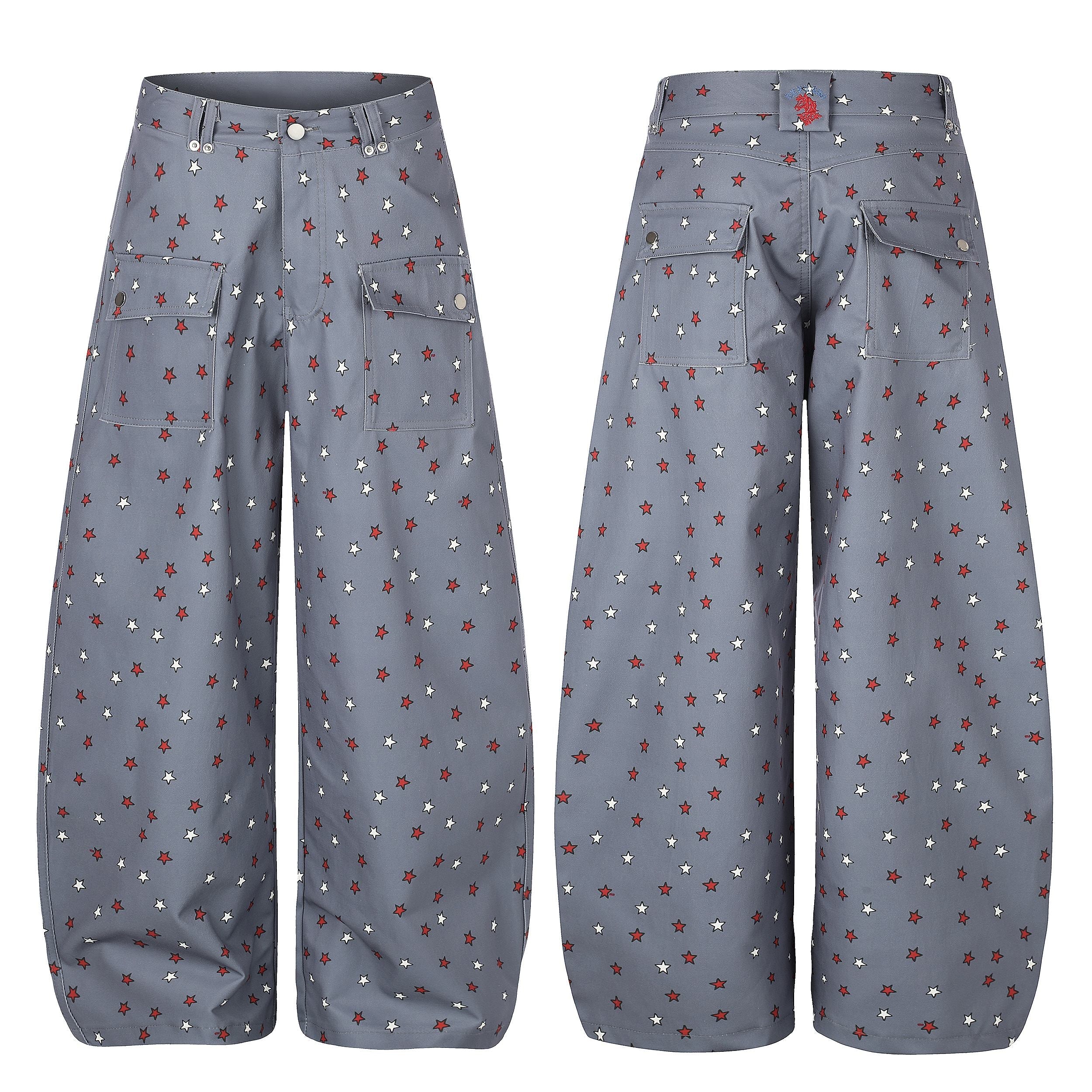 Omirad Star Print Wide-Leg Balloon Jeans
