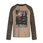 Omirad Leopard Sleeve Graphic Waffle Long Sleeve T-Shirt