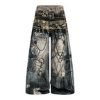 Omirad Vintage Chain Patchwork Wide-Leg Jeans