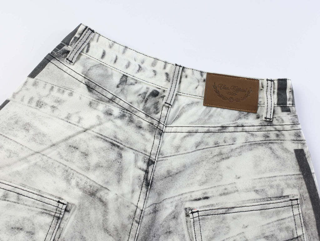 Omirad Distressed Stripe Wide-Leg Jeans