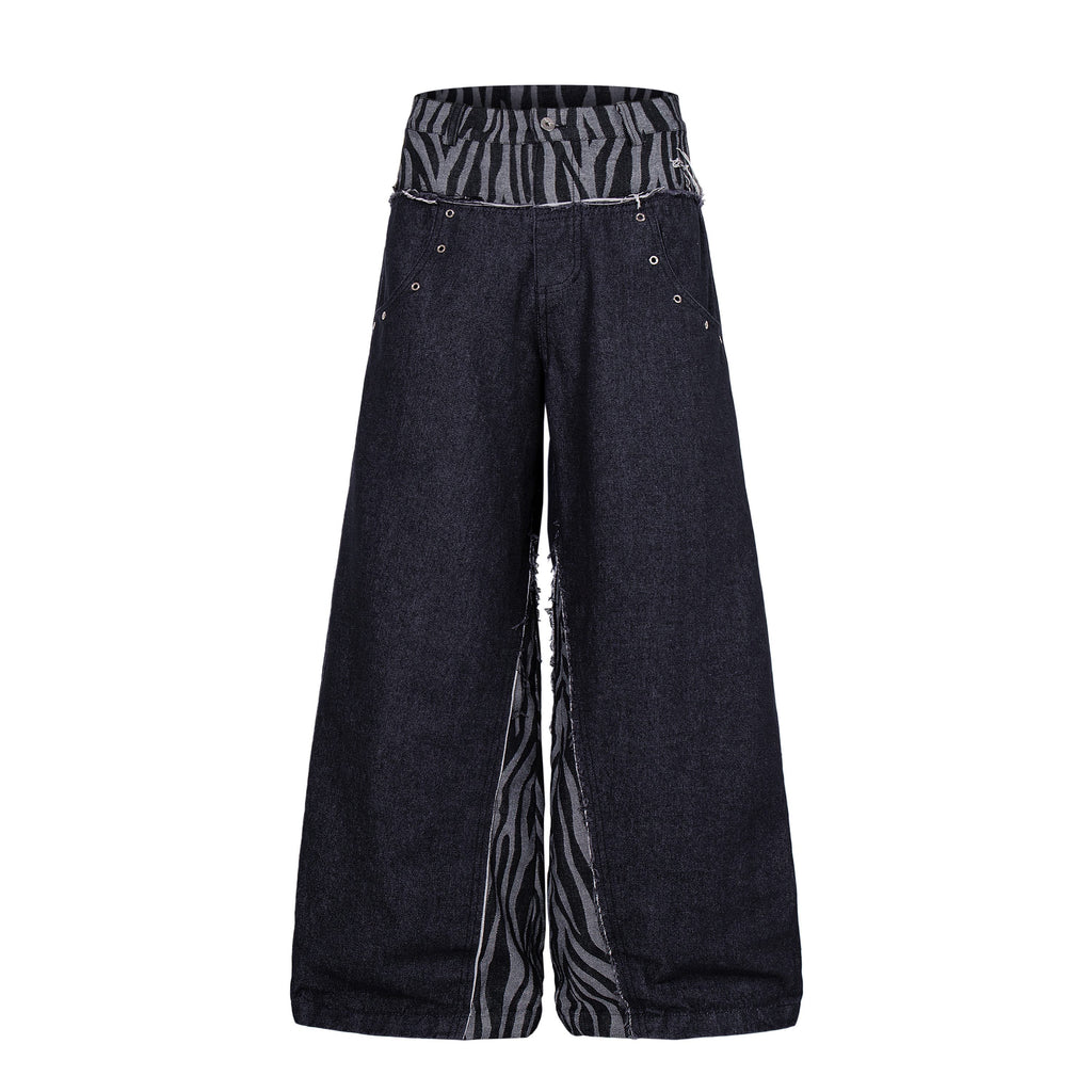 Omirad Layered Zebra Wide-Leg Jeans