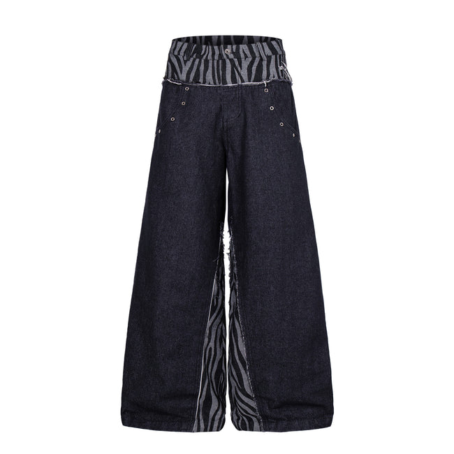 Omirad Layered Zebra Wide-Leg Jeans Main Image