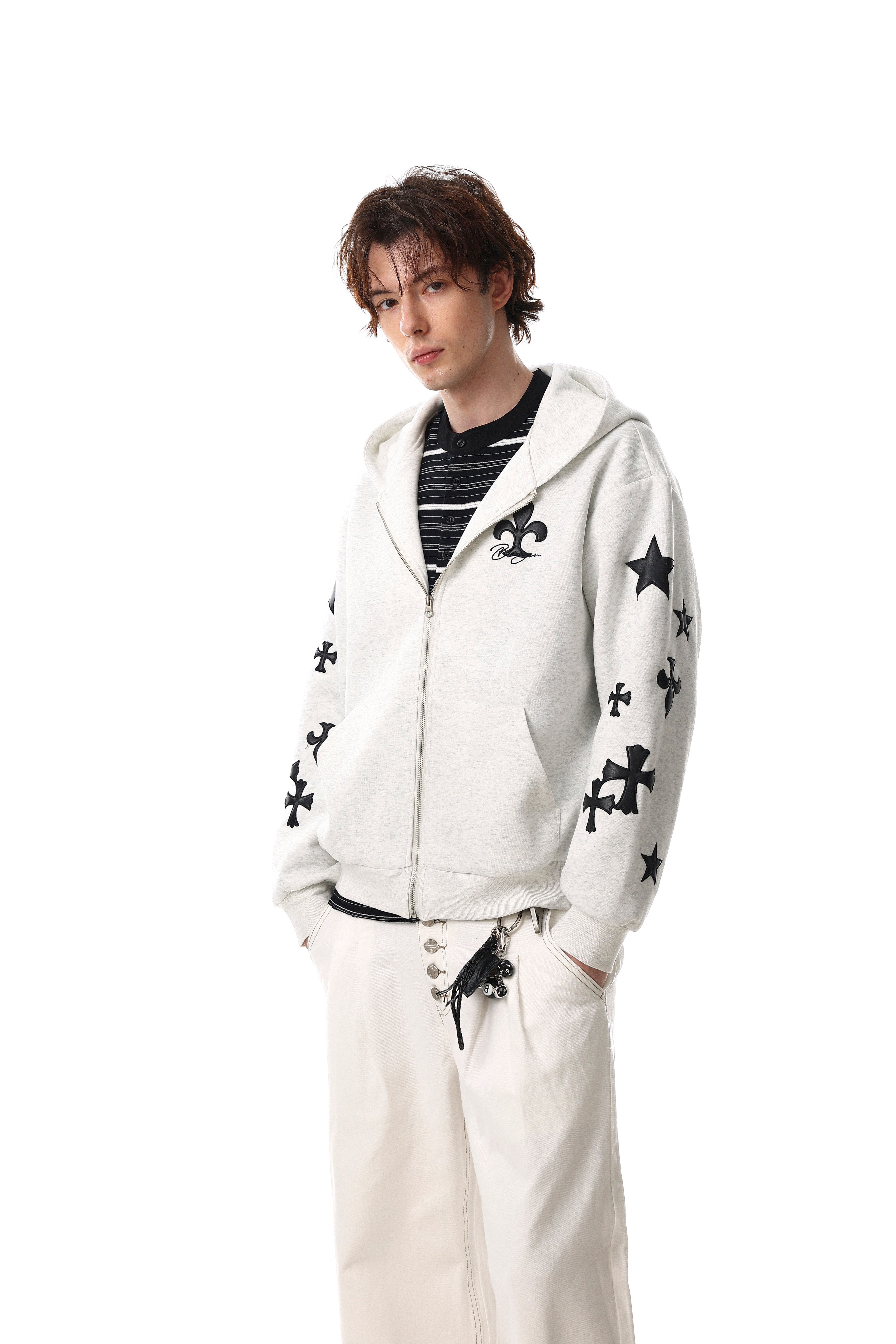 Omirad Cross Emblem Zip Hoodie