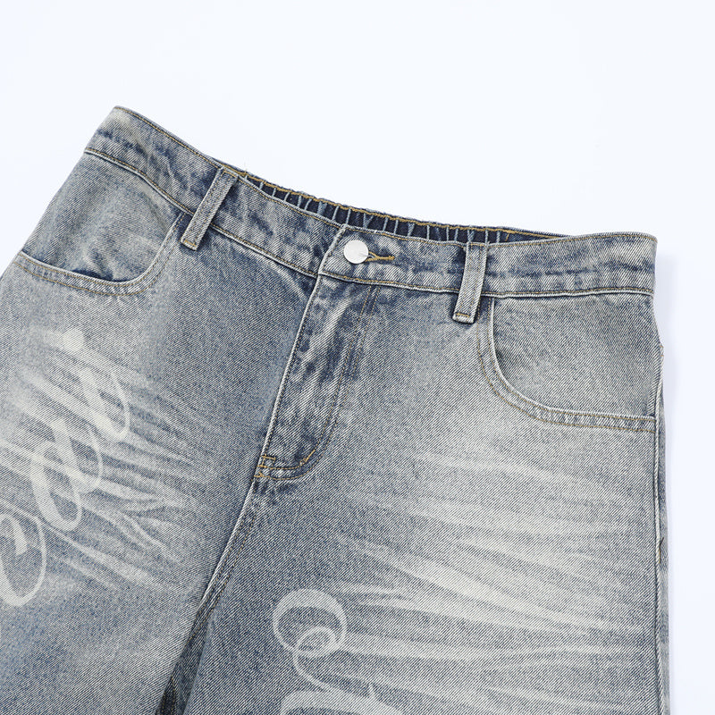 Omirad Script Logo Wide-Leg Jeans