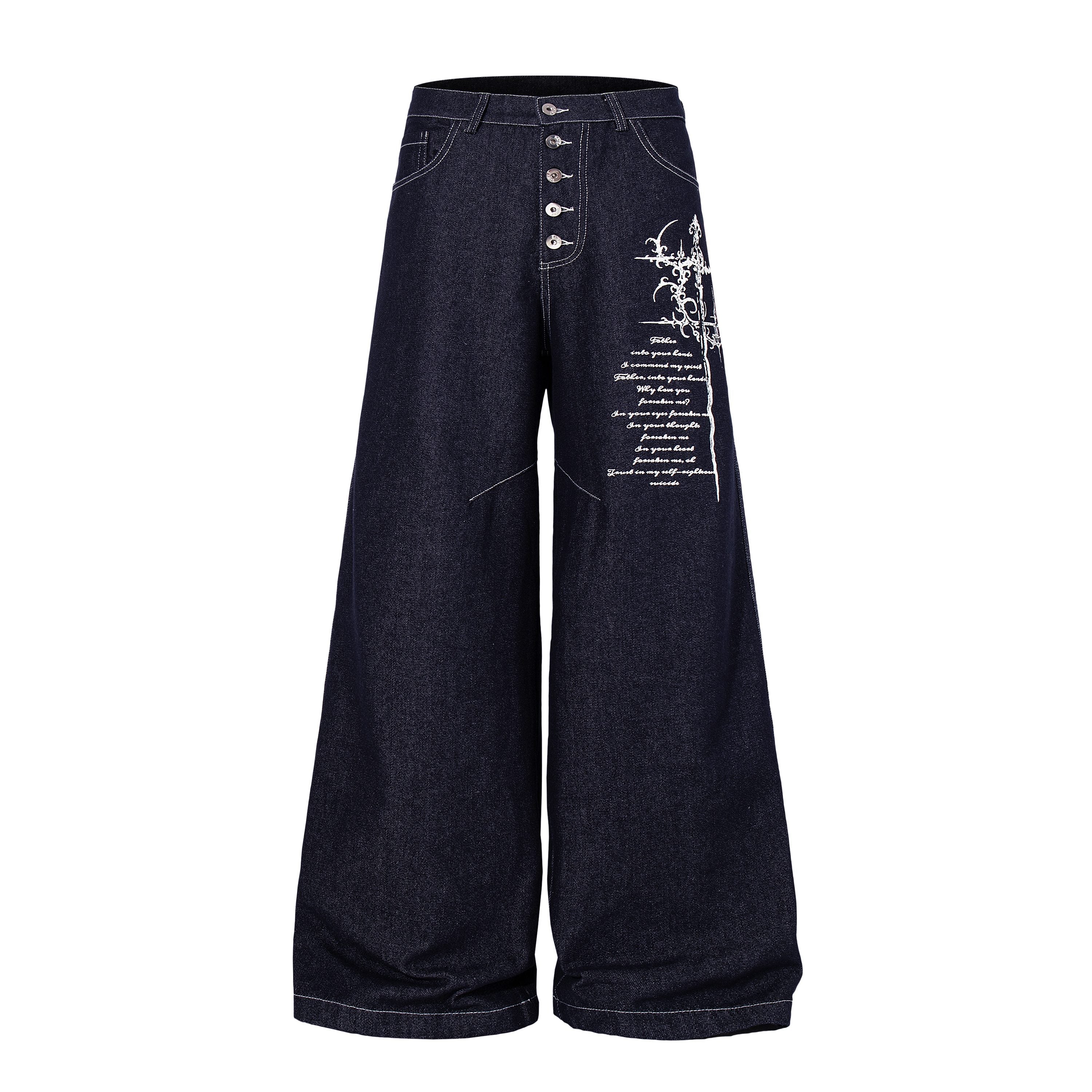 Omirad Gothic Script Wide-Leg Jeans