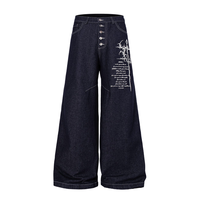 Omirad Gothic Script Wide-Leg Jeans Main Image