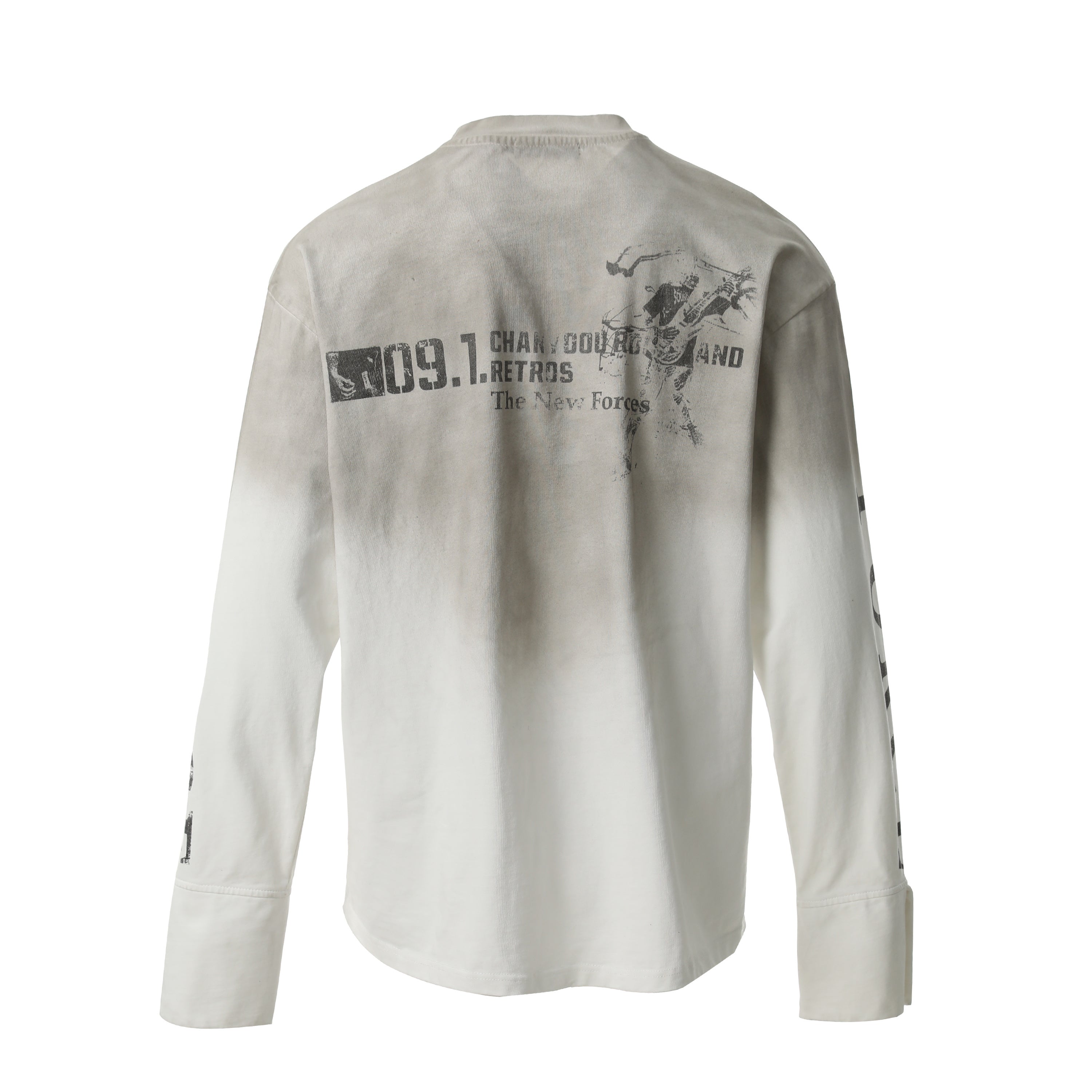 Omirad Distressed Number Graphic Long-Sleeve Tee