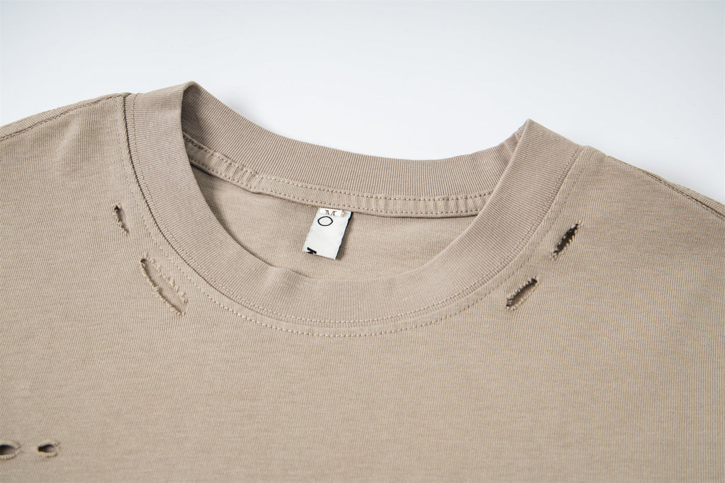 Omirad Layered Camo-Sleeve Distressed Graphic Tee