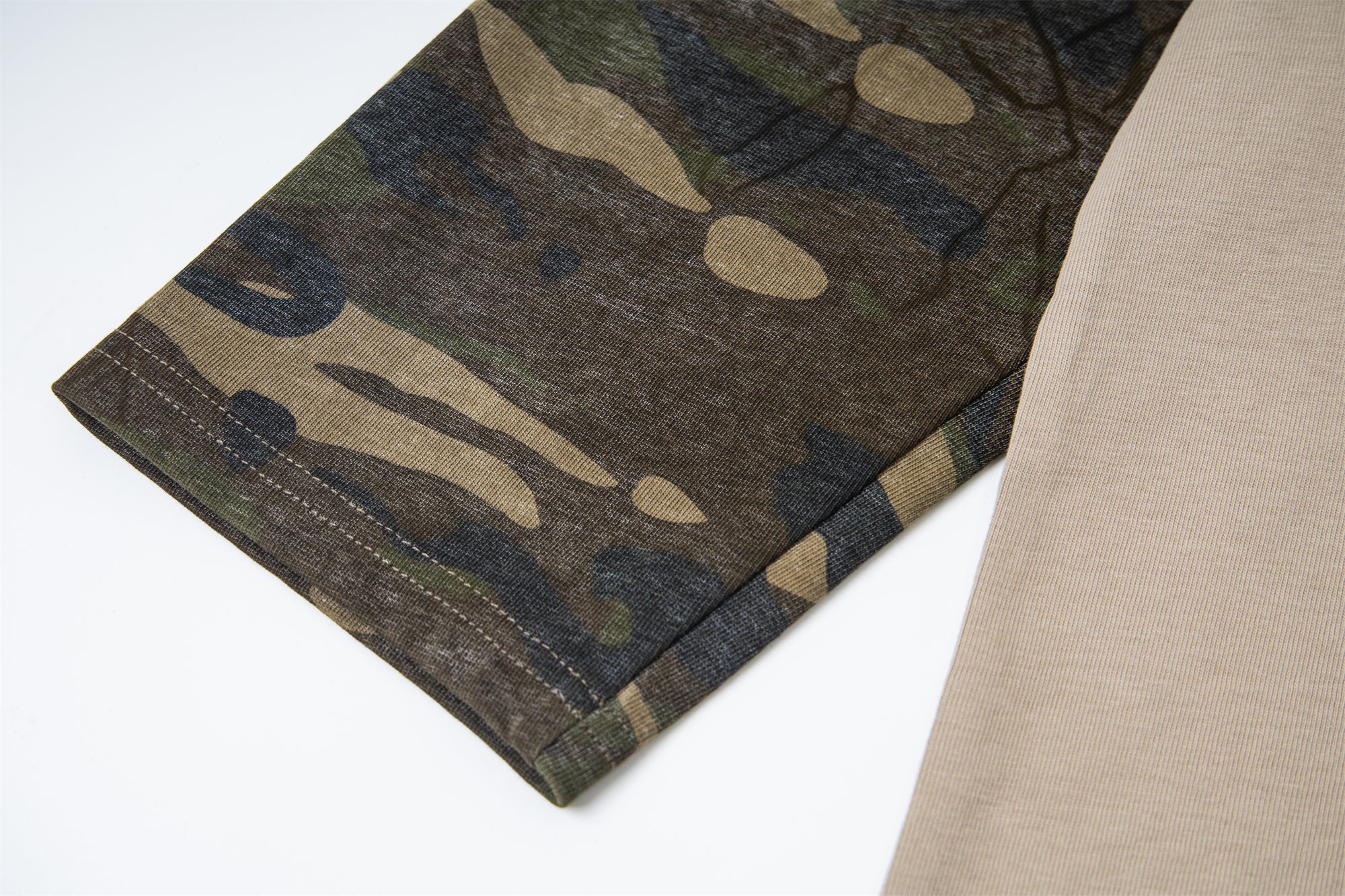 Omirad Layered Camo-Sleeve Distressed Graphic Tee