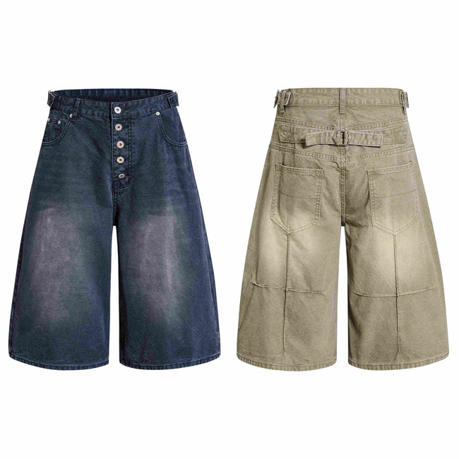 Omirad Vintage Wide-Leg Denim Shorts Hover Image