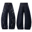 Omirad Distressed Flame Stitch Baggy Jeans