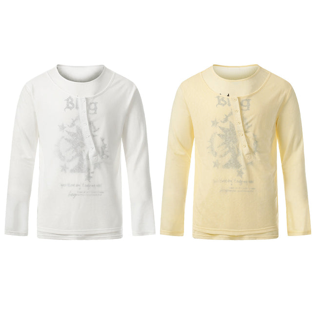 Omirad Graphic Long Sleeve Henley Tee Hover Image