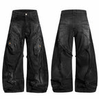 Omirad Distressed Panel Wide-Leg Denim Jeans