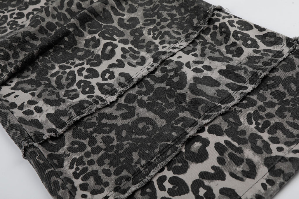 Omirad Leopard Patchwork Wide-Leg Pants
