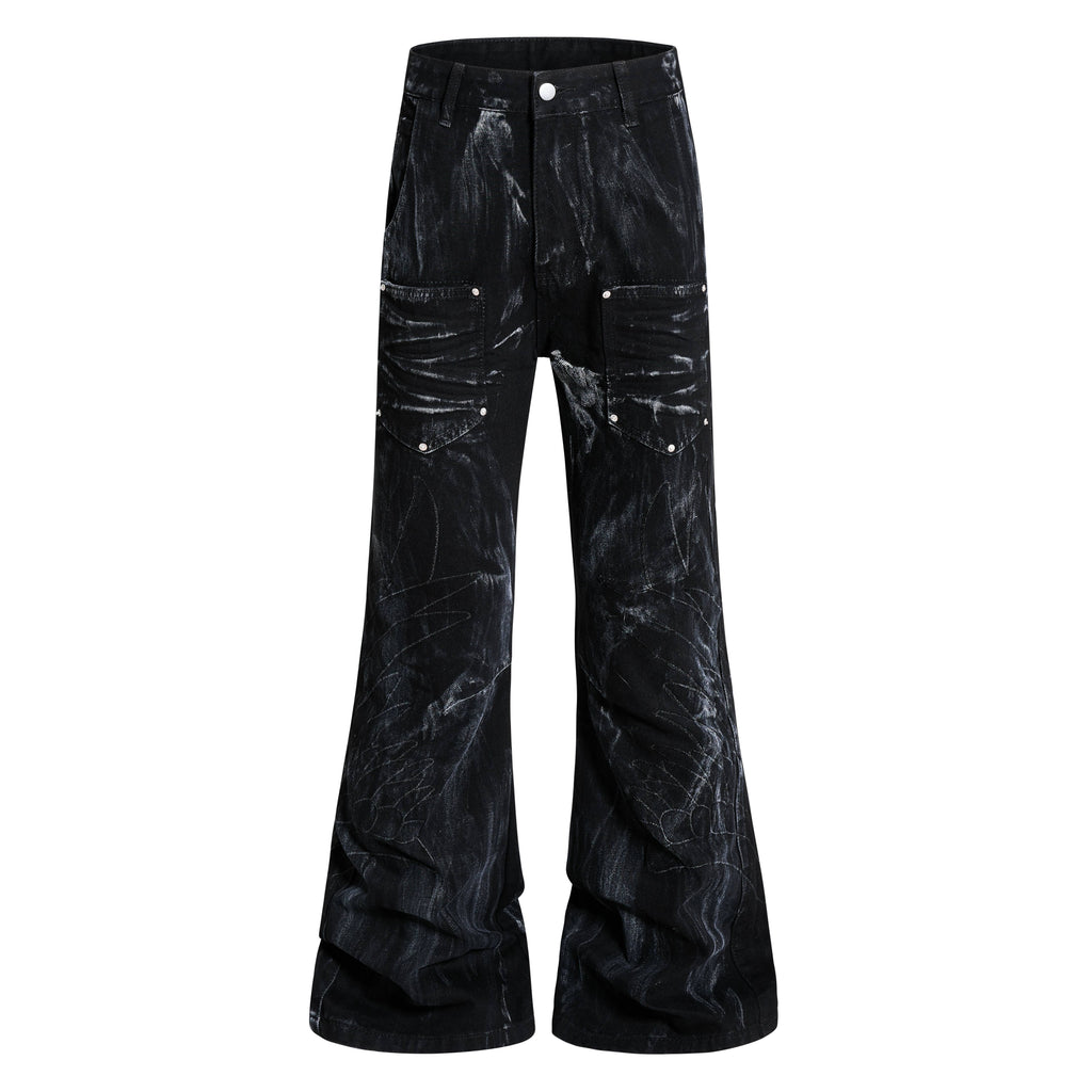 Omirad Washed Utility Flare Denim Jeans
