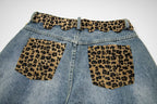 Omirad Leopard Patch Denim Shorts