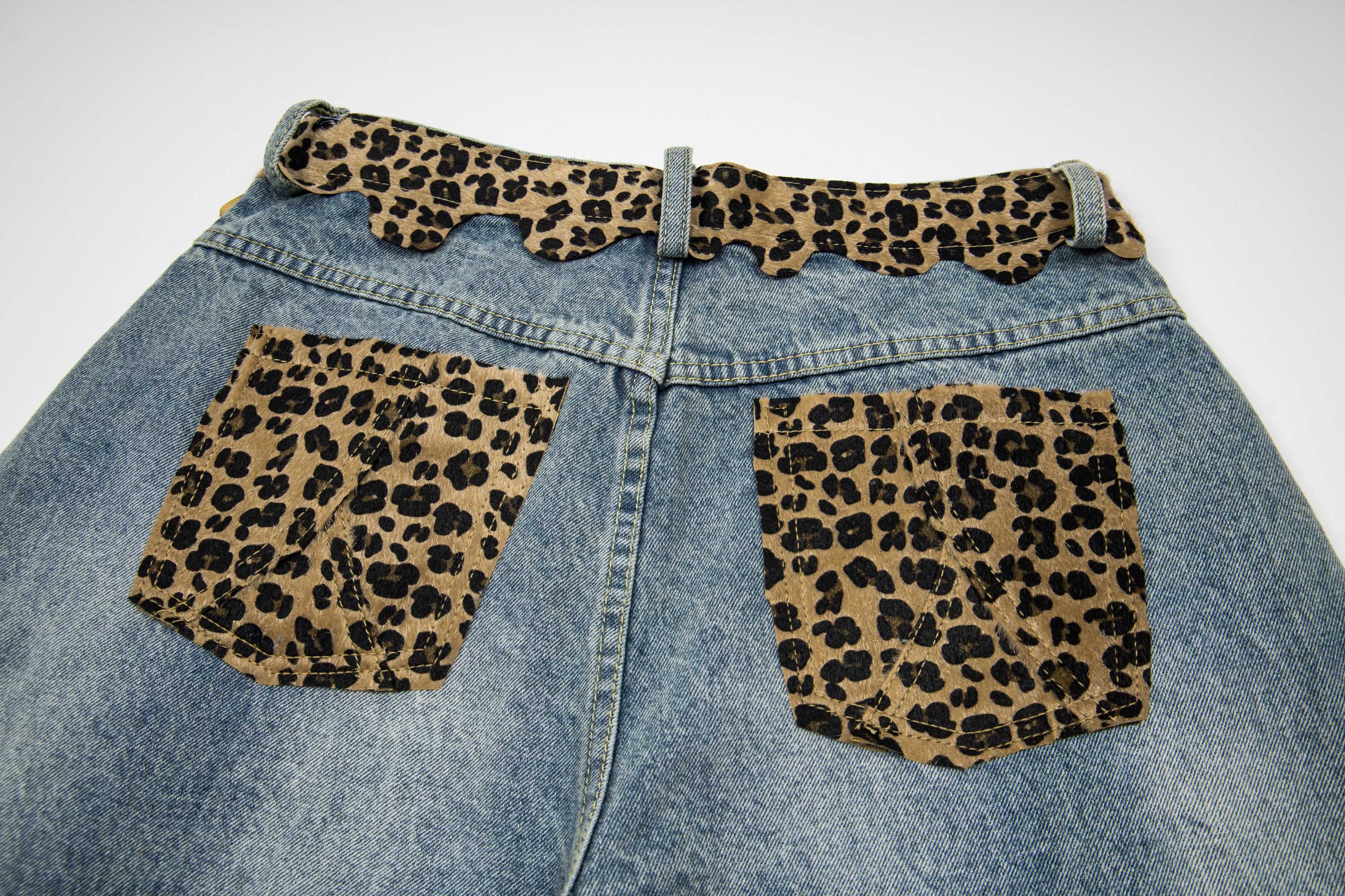 Omirad Leopard Patch Denim Shorts