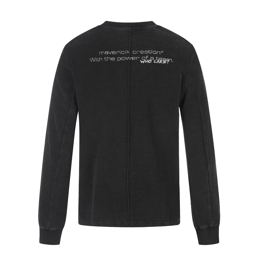 Omirad Waffle Knit Graphic Long Sleeve Tee