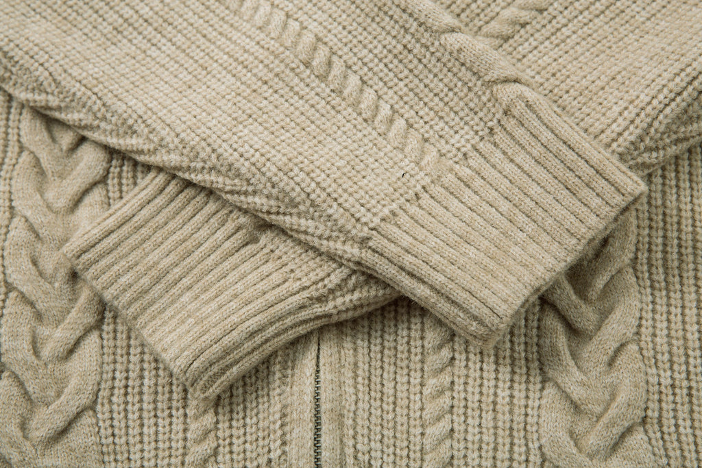 Omirad Cable Knit Zip-Up Sweater Jacket