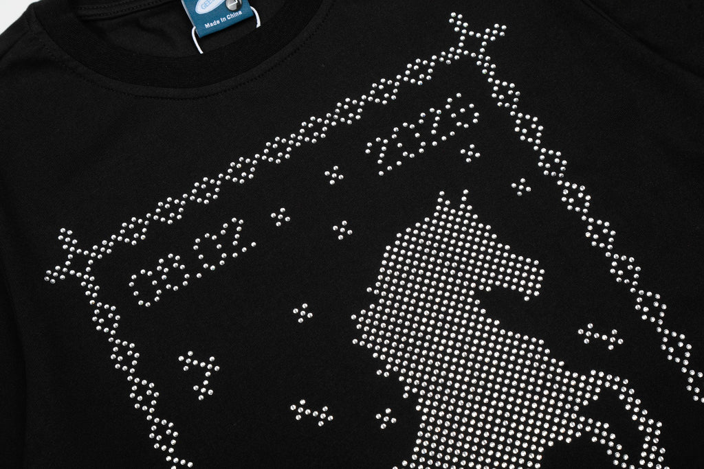 Omirad Rhinestone Horse Graphic T-Shirt