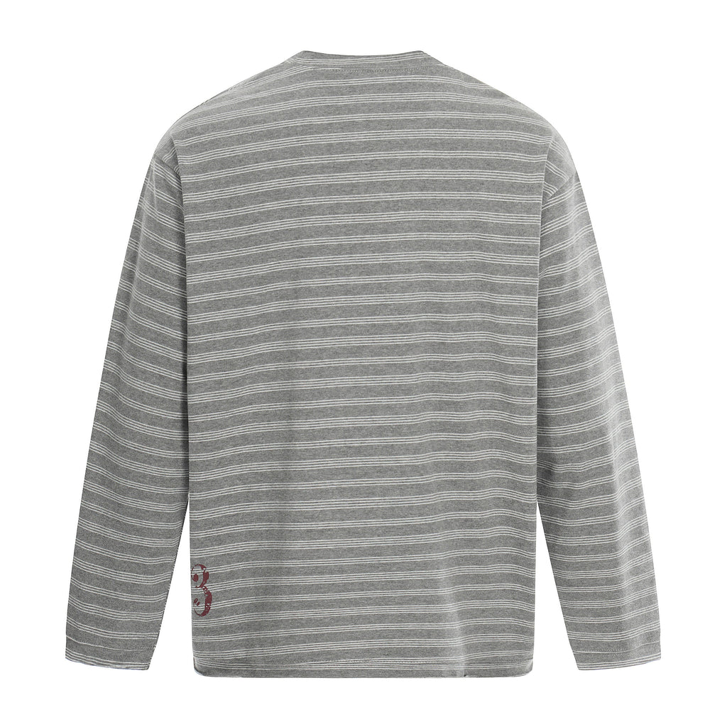 Omirad Striped Gothic Logo Long Sleeve Tee