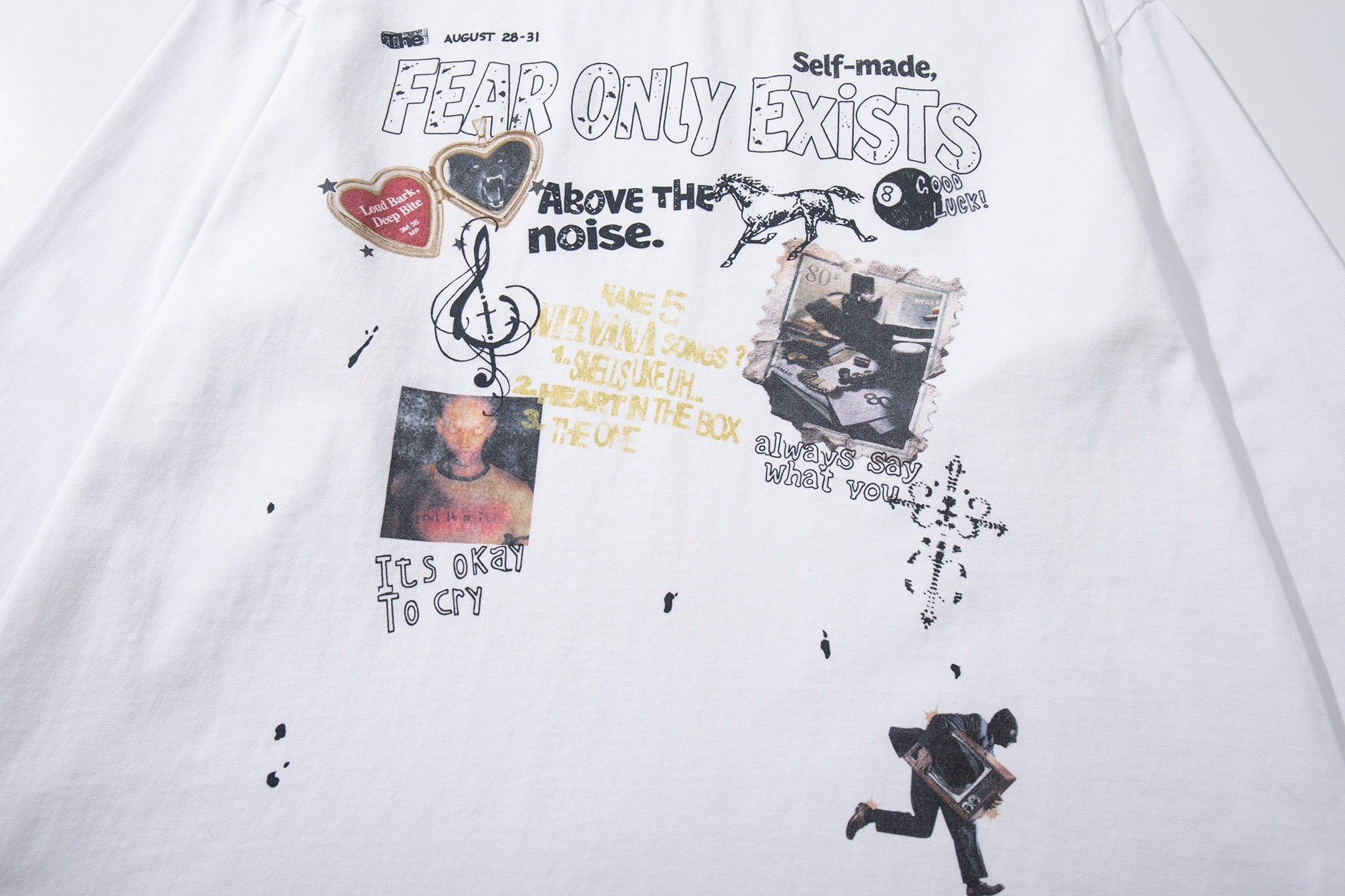 Omirad Fear Only Exists Distressed Long Sleeve Tee