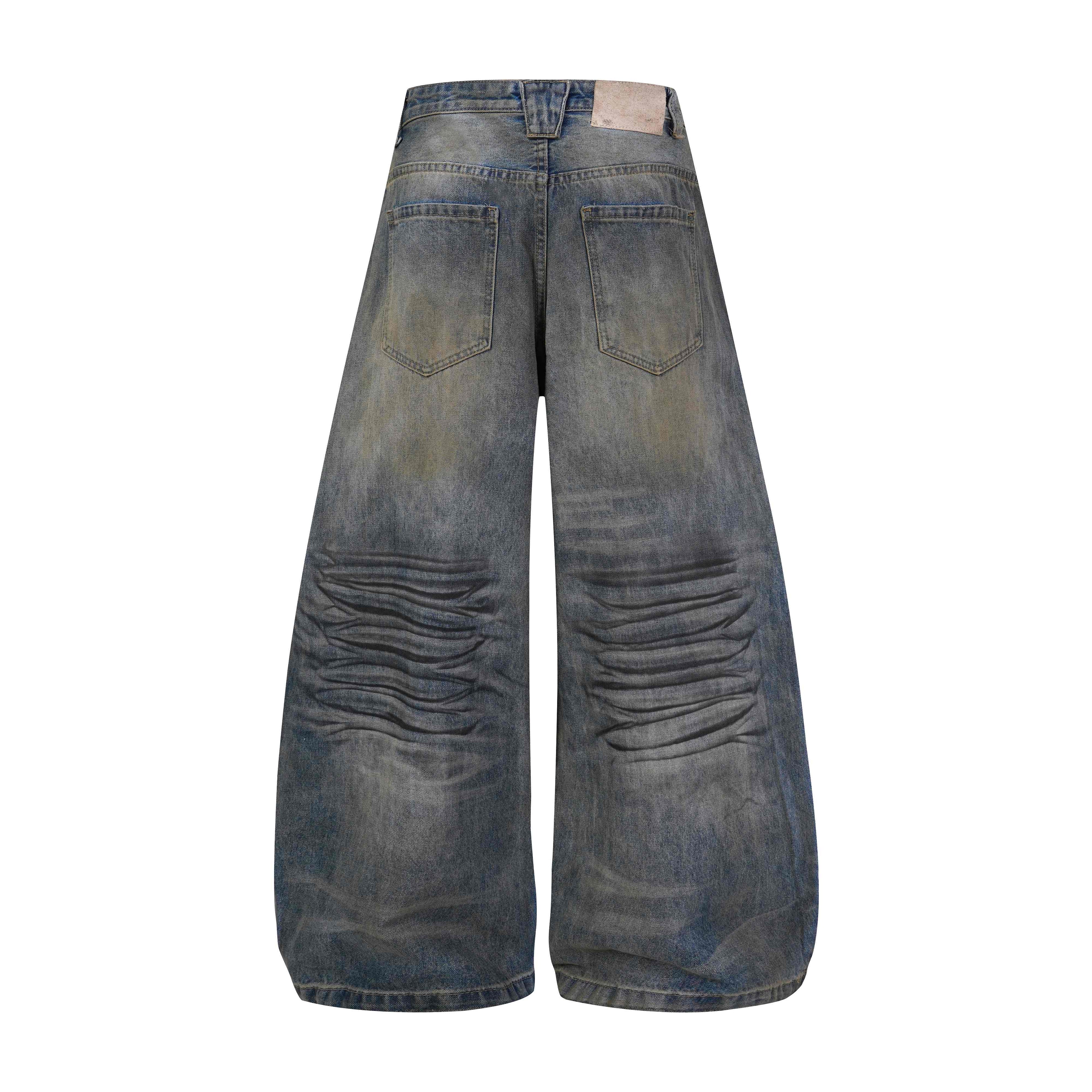 Omirad Vintage Whiskered Wide-Leg Jeans