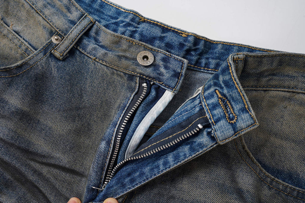 Omirad Vintage Whiskered Wide-Leg Jeans