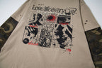Omirad Layered Camo-Sleeve Distressed Graphic Tee