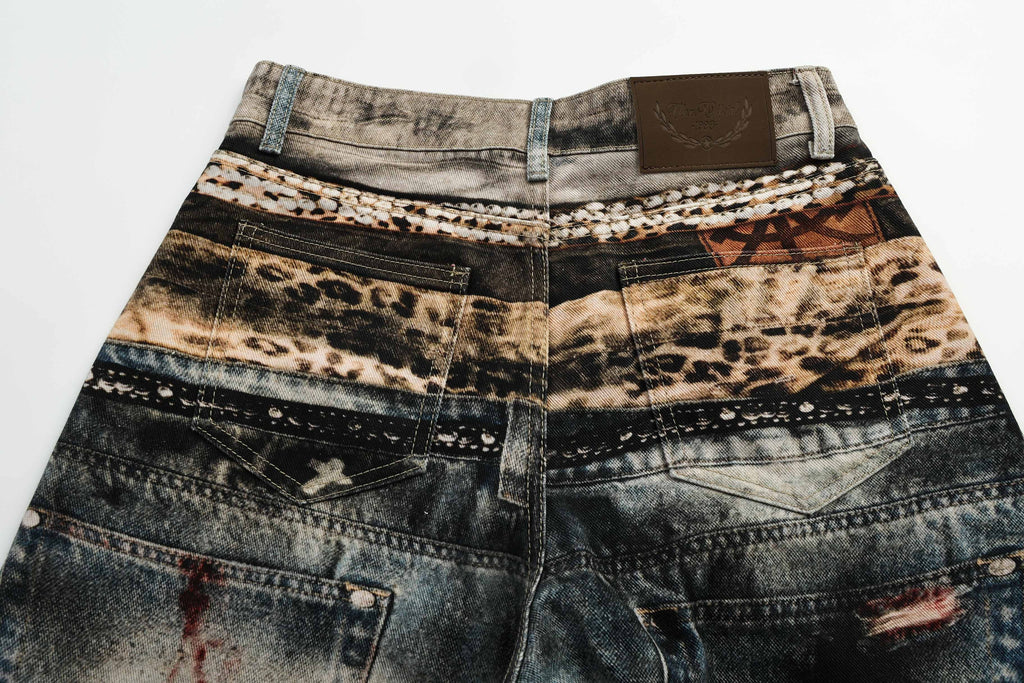 Omirad Vintage Chain Patchwork Wide-Leg Jeans