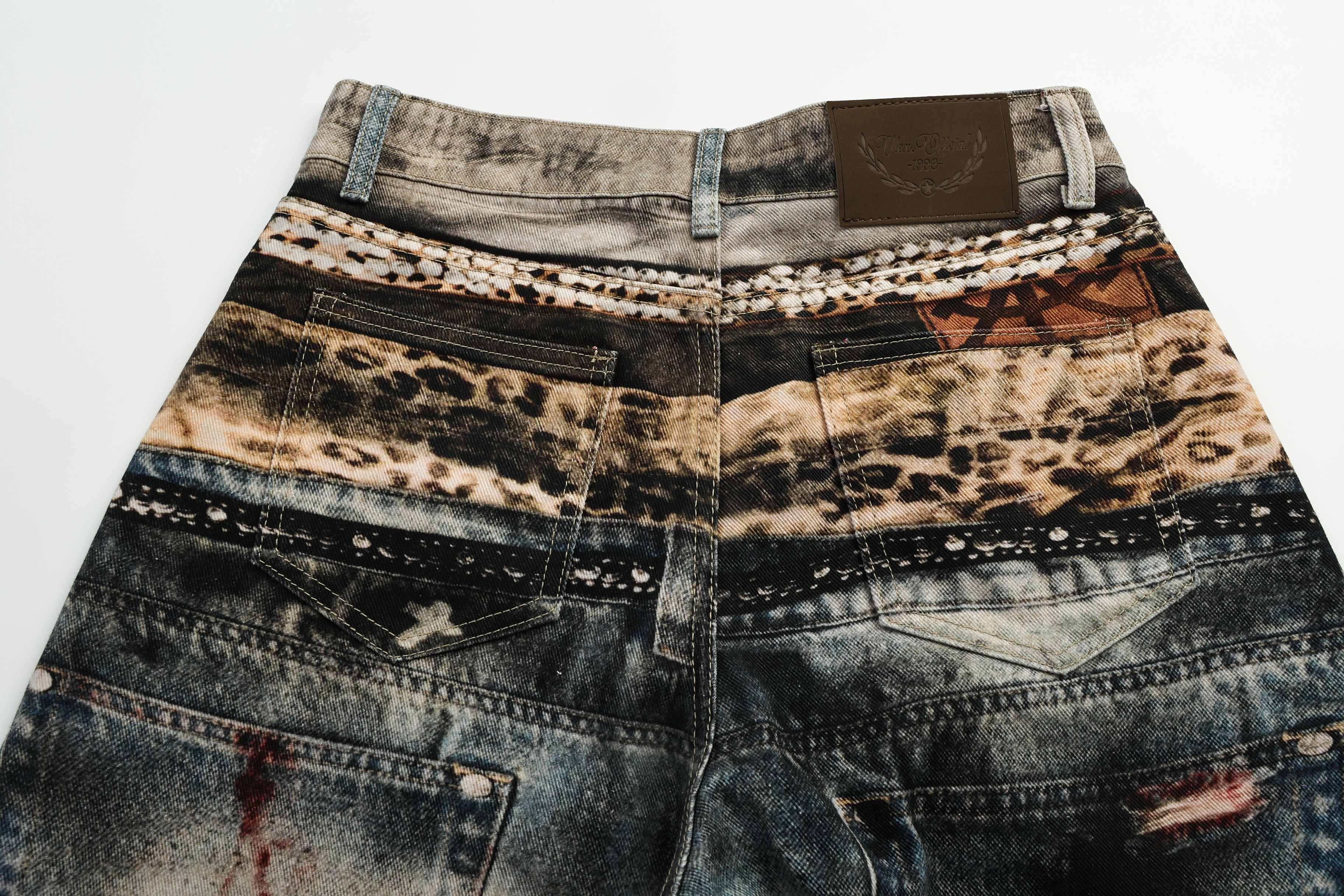Omirad Vintage Chain Patchwork Wide-Leg Jeans