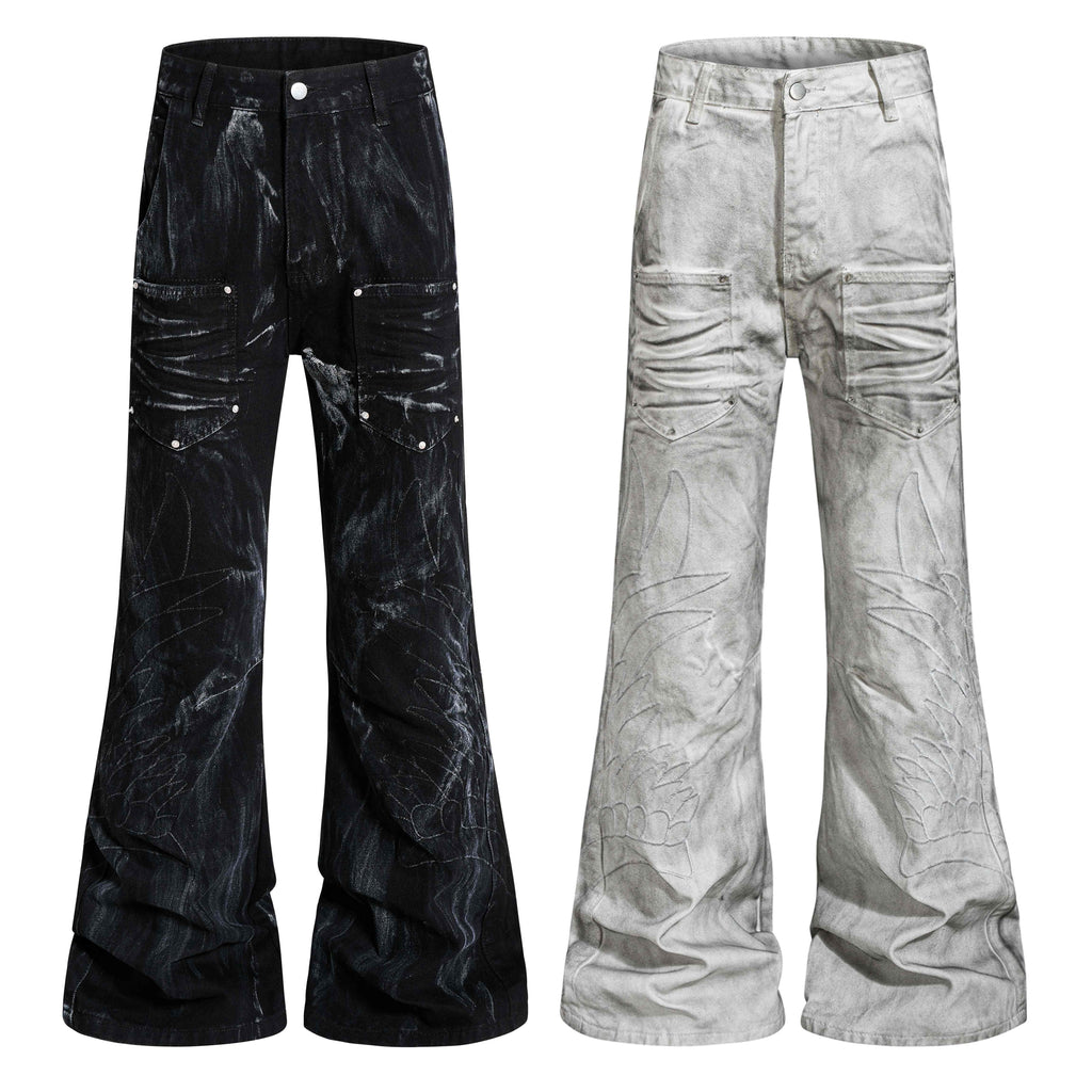 Omirad Washed Utility Flare Denim Jeans