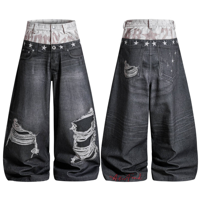 Omirad Layered Distressed Balloon Jeans Hover Image