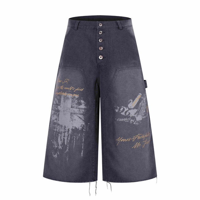 Omirad Vintage Graphic Denim Shorts Main Image