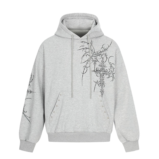Omirad Gothic Cross Graphic Hoodie Main Image