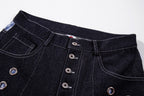 Omirad Raw Denim Eyelet Wide-Leg Jeans