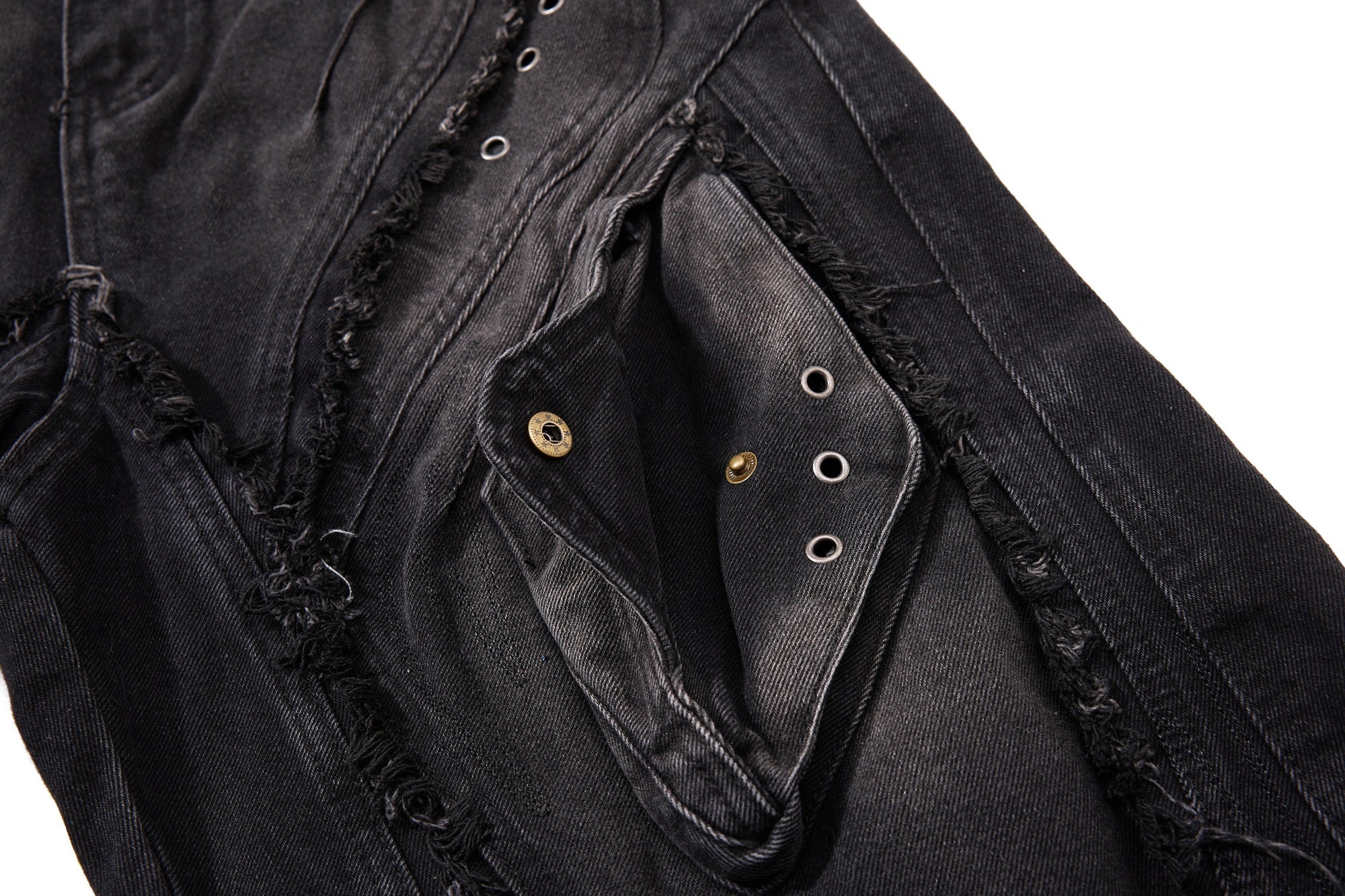 Omirad Distressed Panel Wide-Leg Denim Jeans