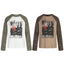 Omirad Leopard Sleeve Graphic Waffle Long Sleeve T-Shirt