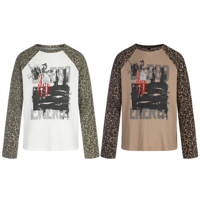 Omirad Leopard Sleeve Graphic Waffle Long Sleeve T-Shirt Hover Image