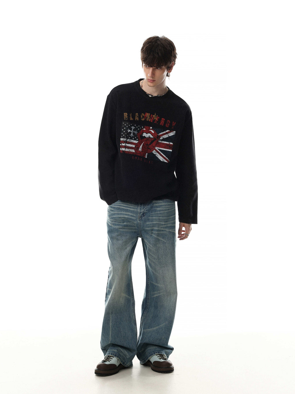 Omirad Vintage Graphic Waffle Long Sleeve Tee