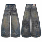 Omirad Vintage Whiskered Wide-Leg Jeans