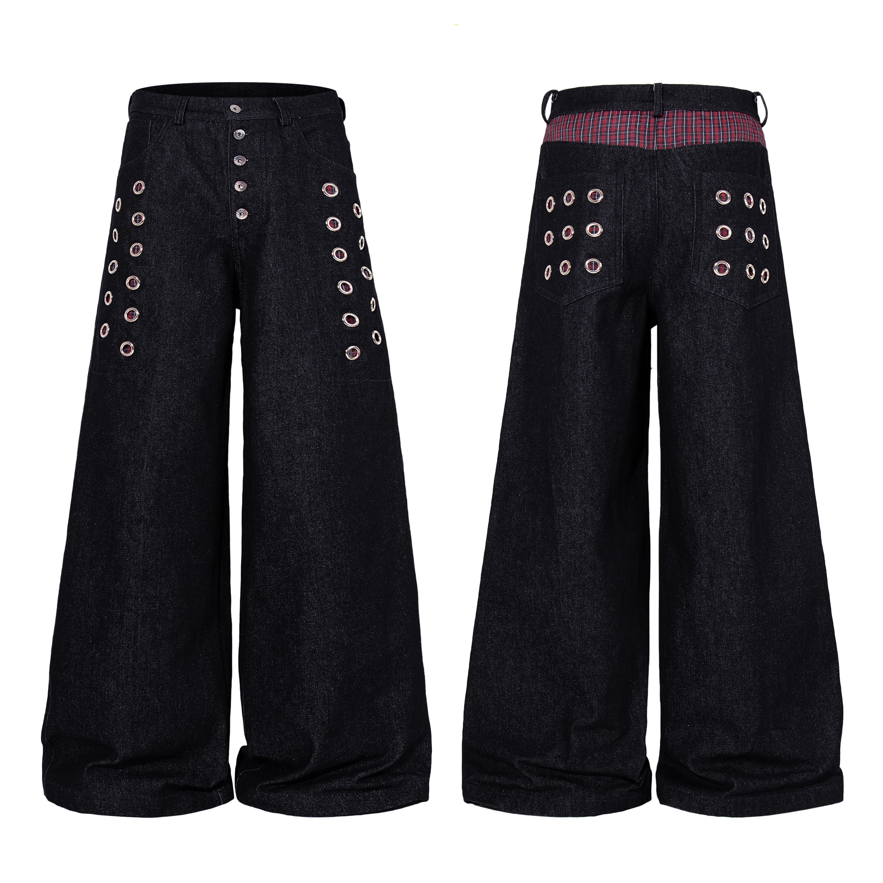Omirad Eyelet Wide-Leg Jeans
