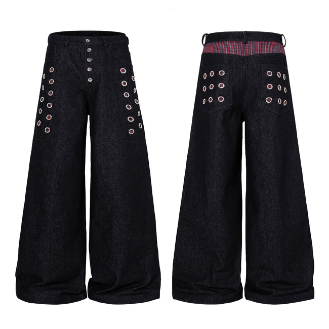 Omirad Eyelet Wide-Leg Jeans Hover Image