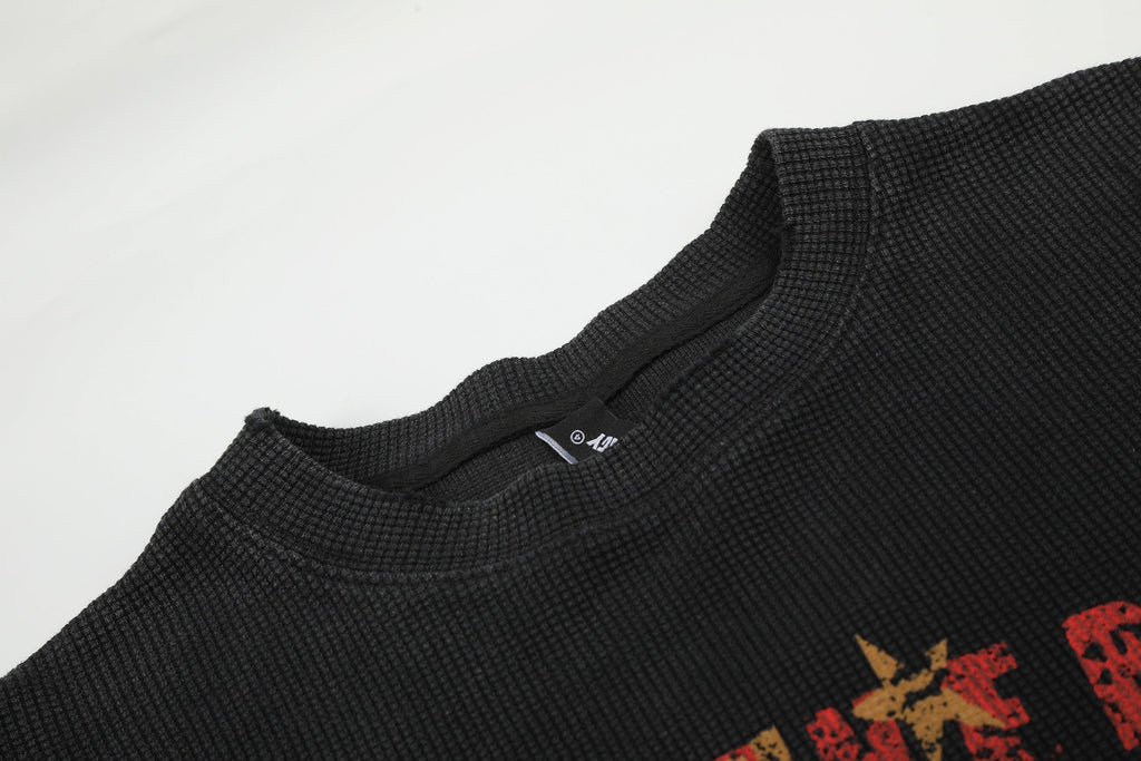 Omirad Vintage Graphic Waffle Long Sleeve Tee