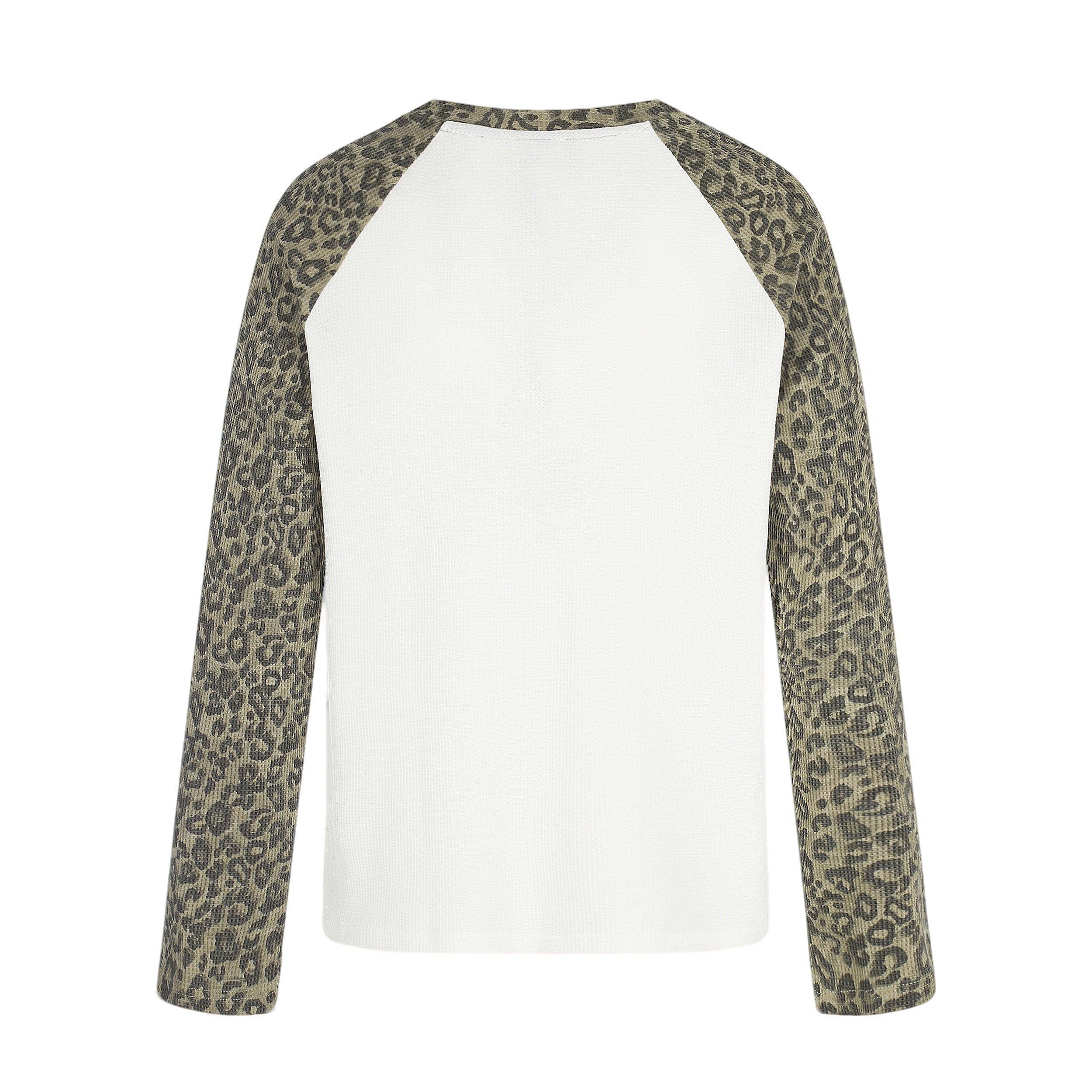 Omirad Leopard Sleeve Graphic Waffle Long Sleeve T-Shirt