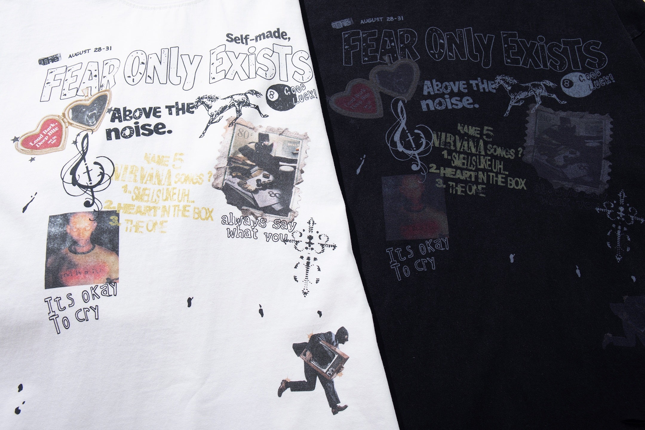 Omirad Fear Only Exists Distressed Long Sleeve Tee